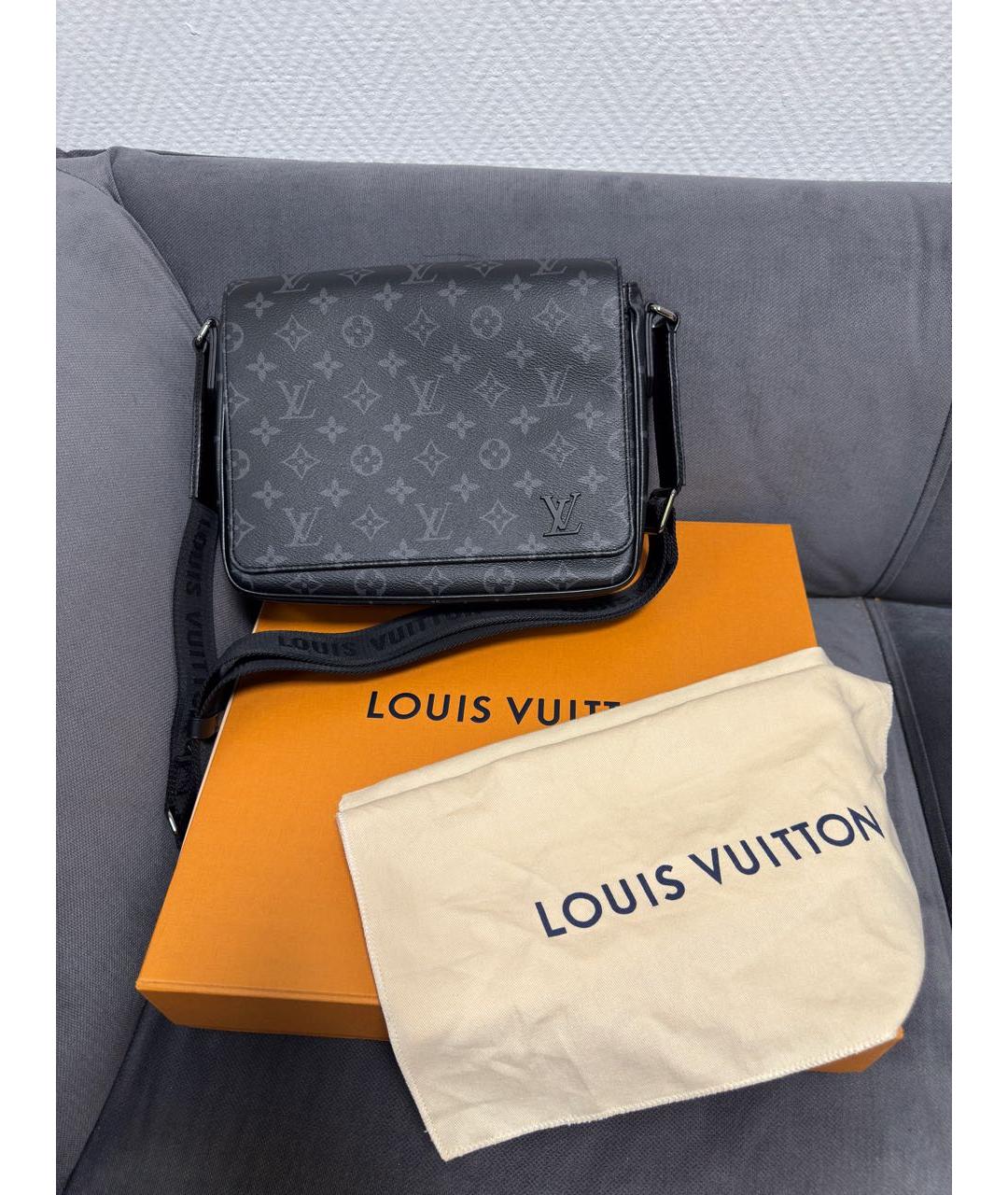 LOUIS VUITTON Черная кожаная сумка на плечо, фото 5