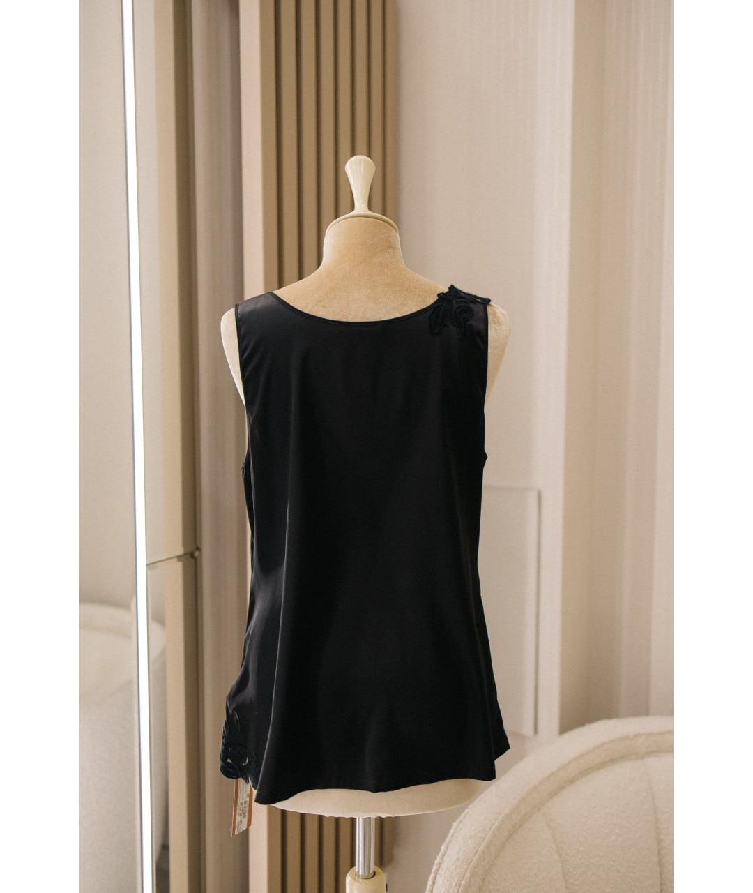 ERMANNO SCERVINO Черная шелковая майка, фото 4