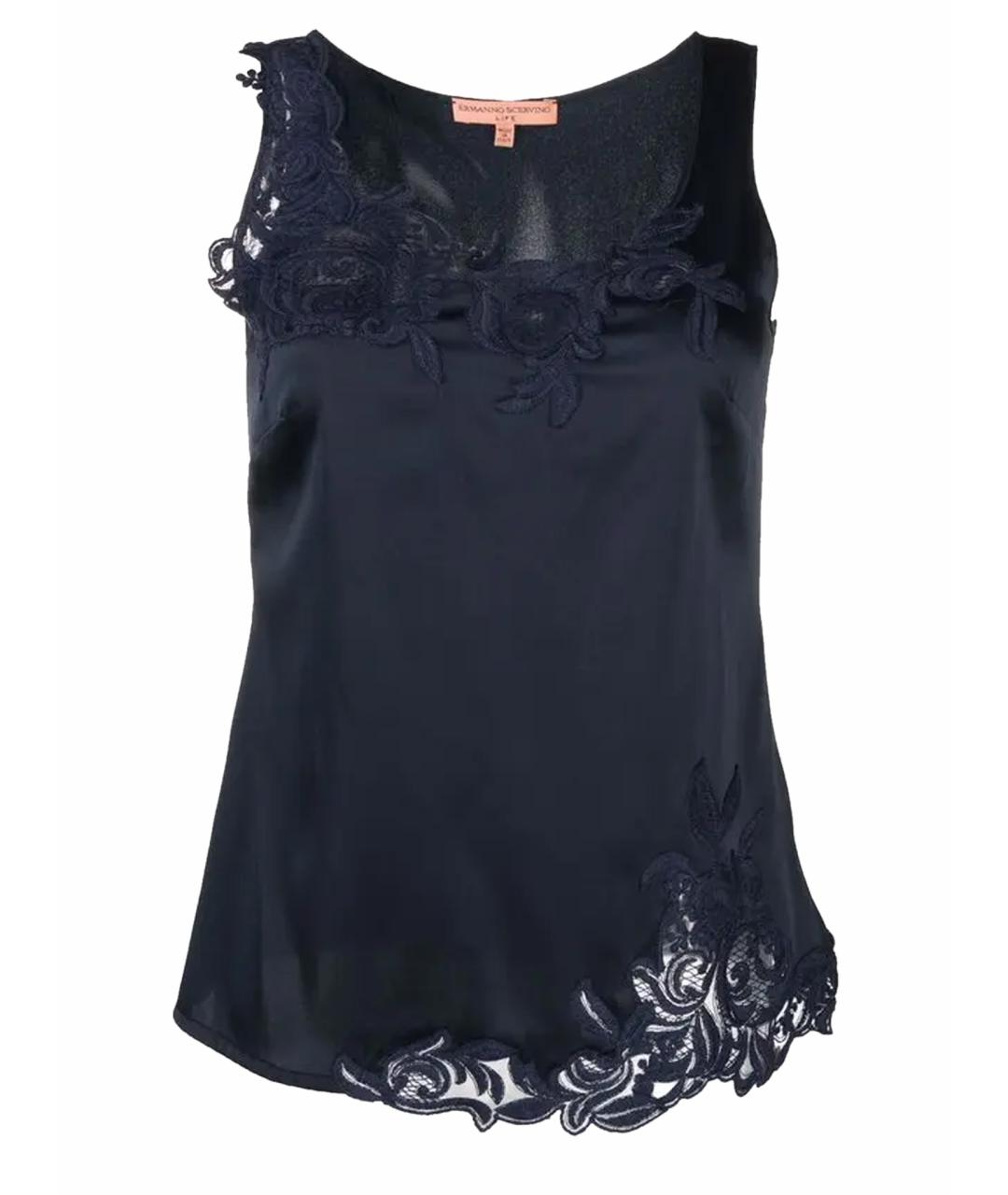 ERMANNO SCERVINO Черная шелковая майка, фото 1