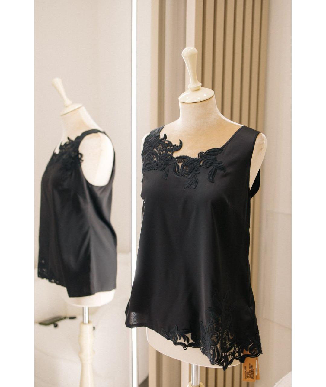 ERMANNO SCERVINO Черная шелковая майка, фото 2