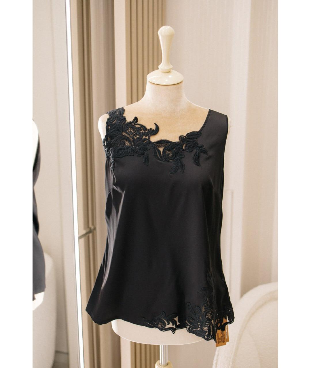 ERMANNO SCERVINO Черная шелковая майка, фото 6