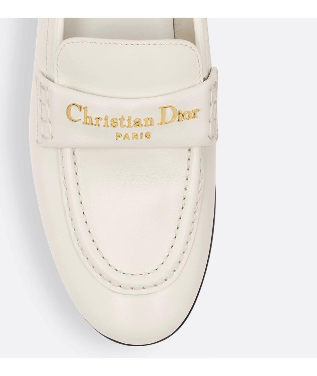 CHRISTIAN DIOR Белые кожаные лоферы, фото 3