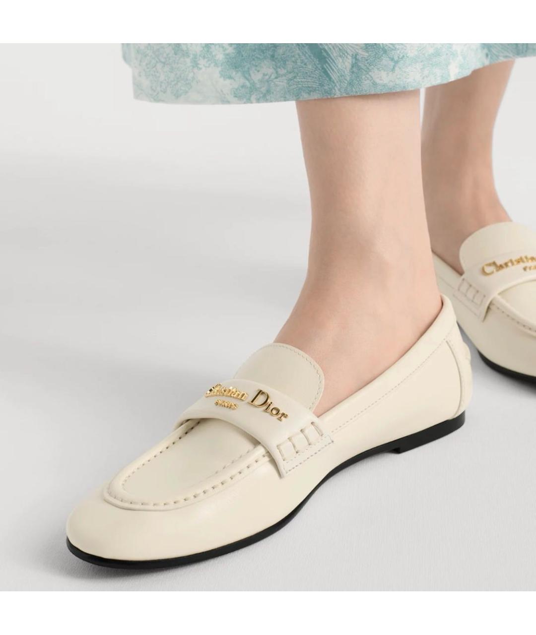 CHRISTIAN DIOR Белые кожаные лоферы, фото 5