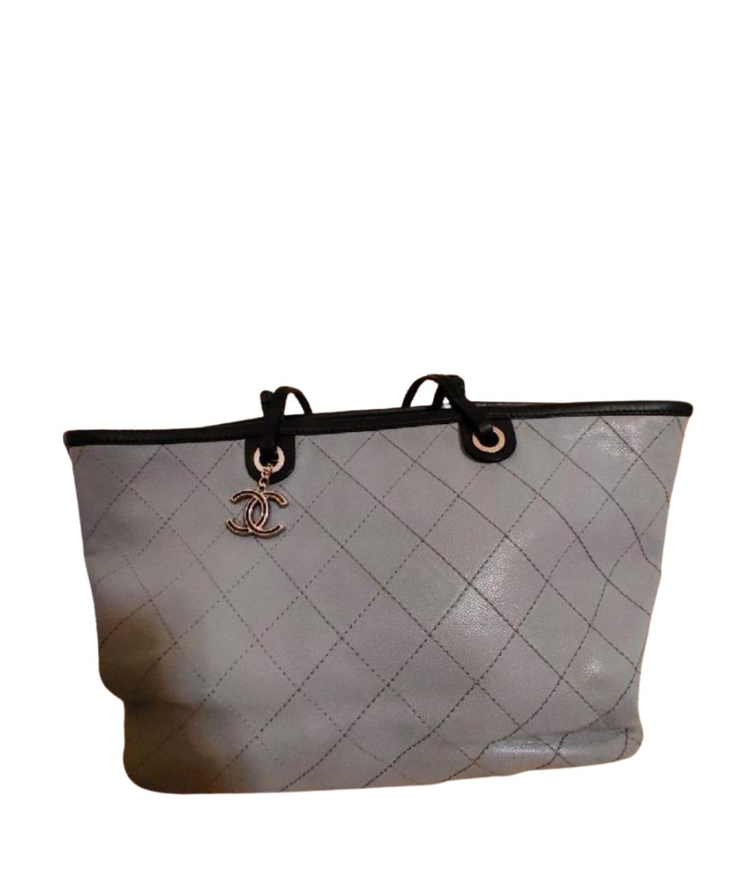 CHANEL Антрацитовая кожаная сумка тоут, фото 1