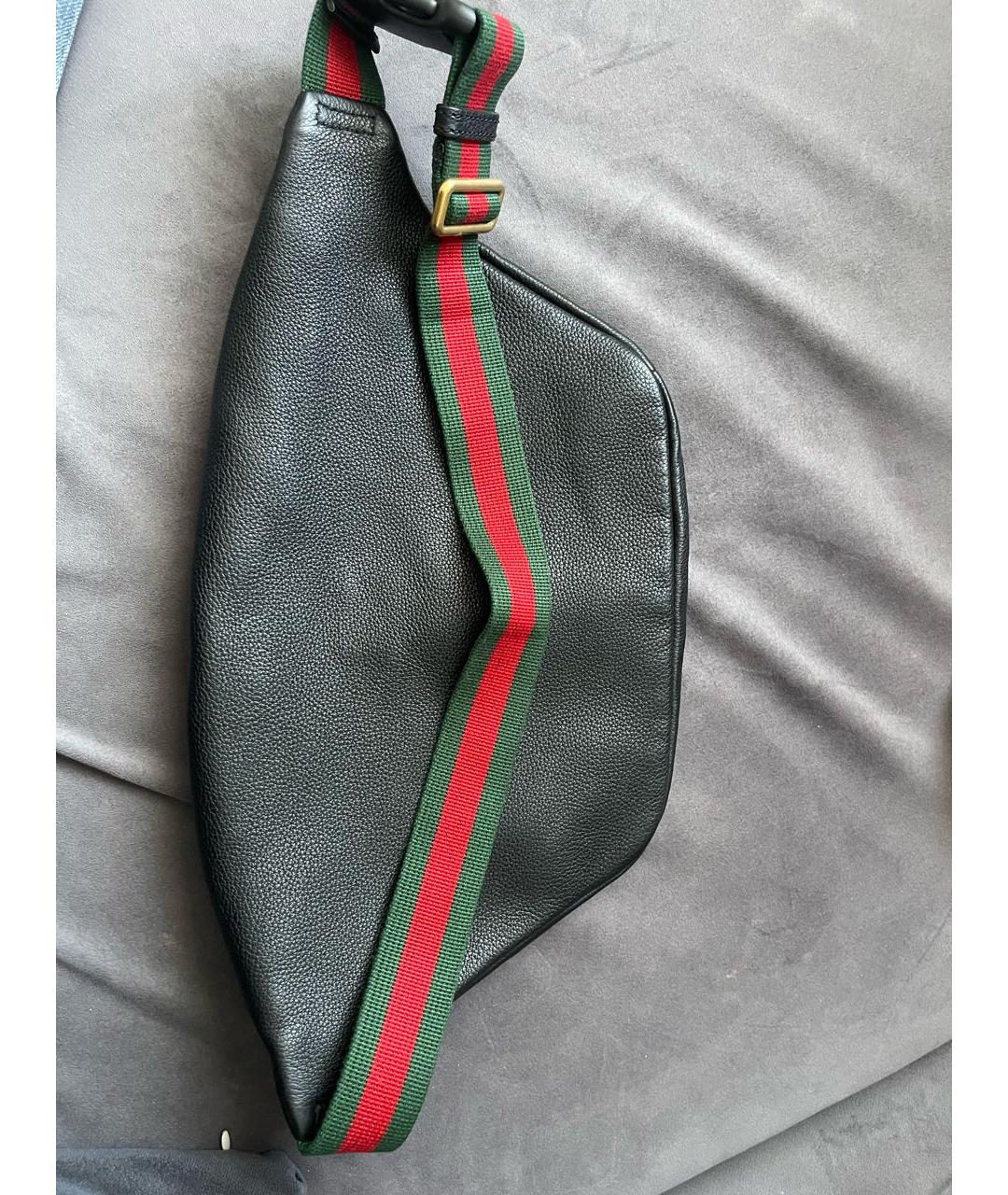 GUCCI Черная кожаная поясная сумка, фото 2