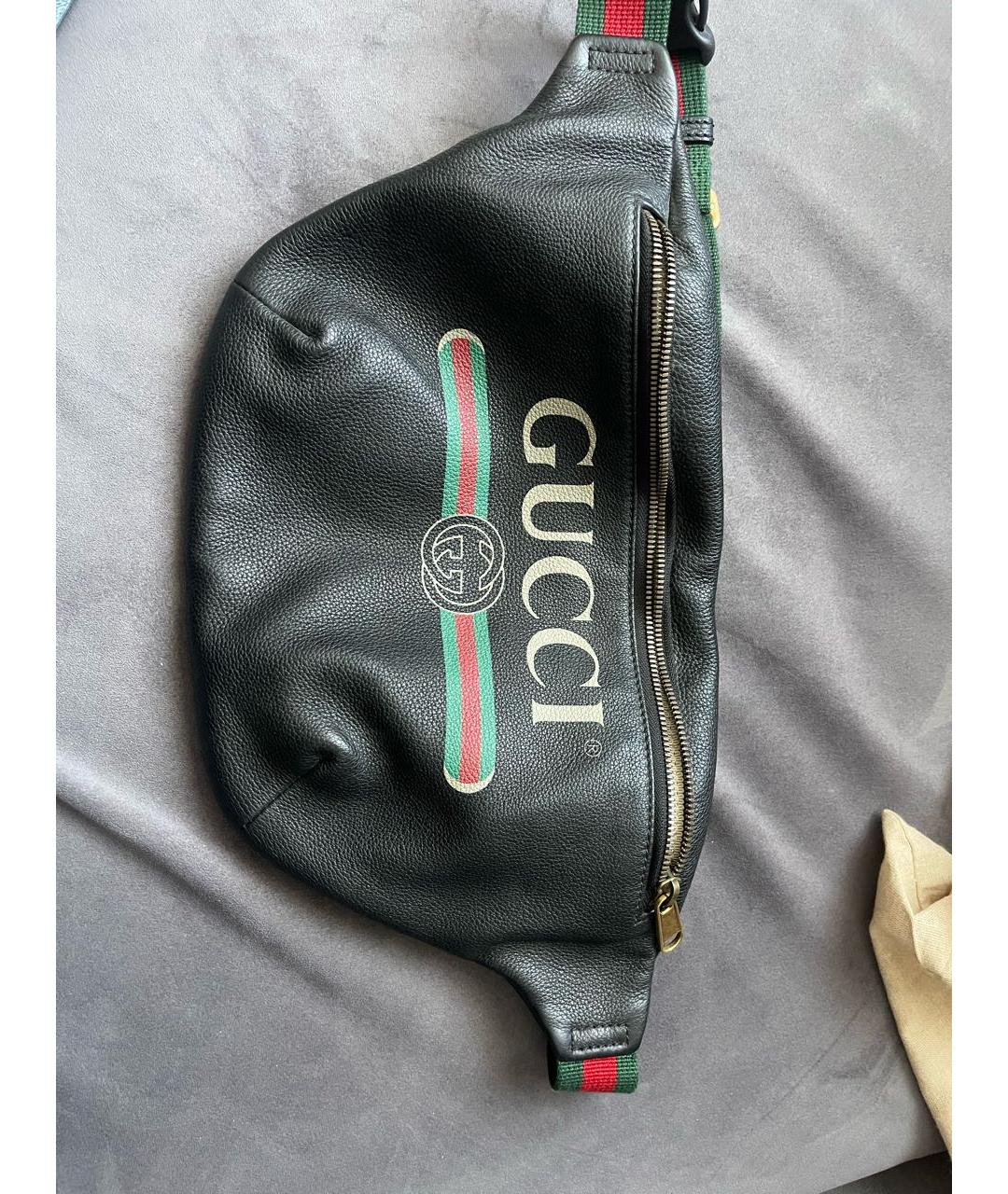 GUCCI Черная кожаная поясная сумка, фото 4