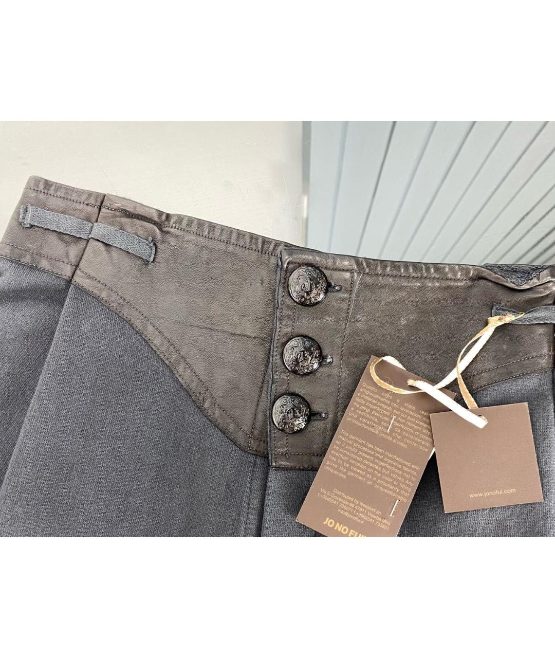 JO NO FUI Серые хлопковые прямые брюки, фото 4