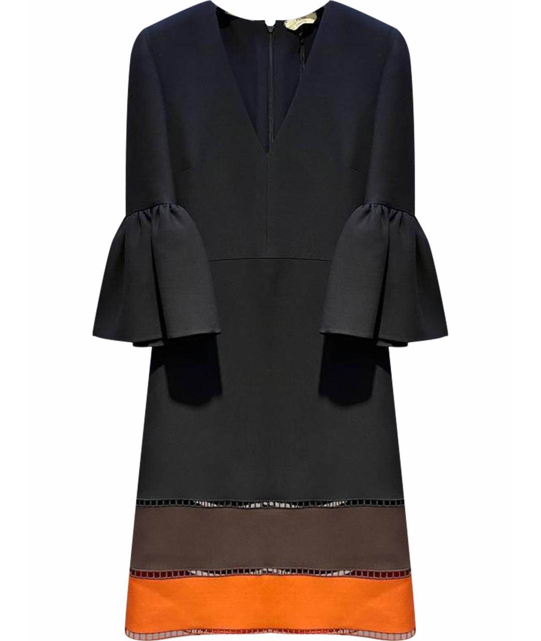 FENDI Черное шерстяное коктейльное платье, фото 1