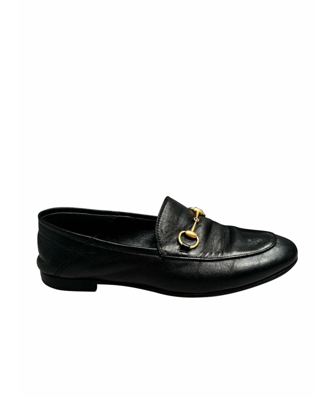 GUCCI Черные кожаные лоферы, фото 1