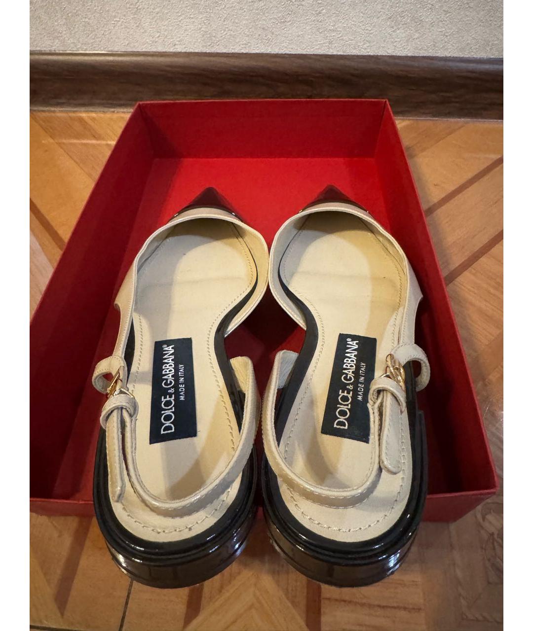 DOLCE&GABBANA Бежевые балетки из лакированной кожи, фото 3