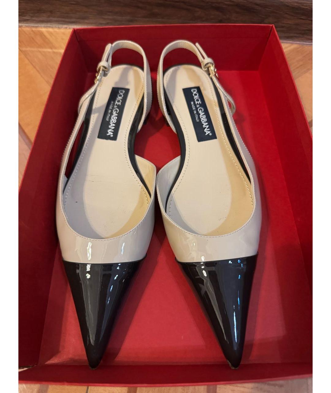 DOLCE&GABBANA Бежевые балетки из лакированной кожи, фото 2