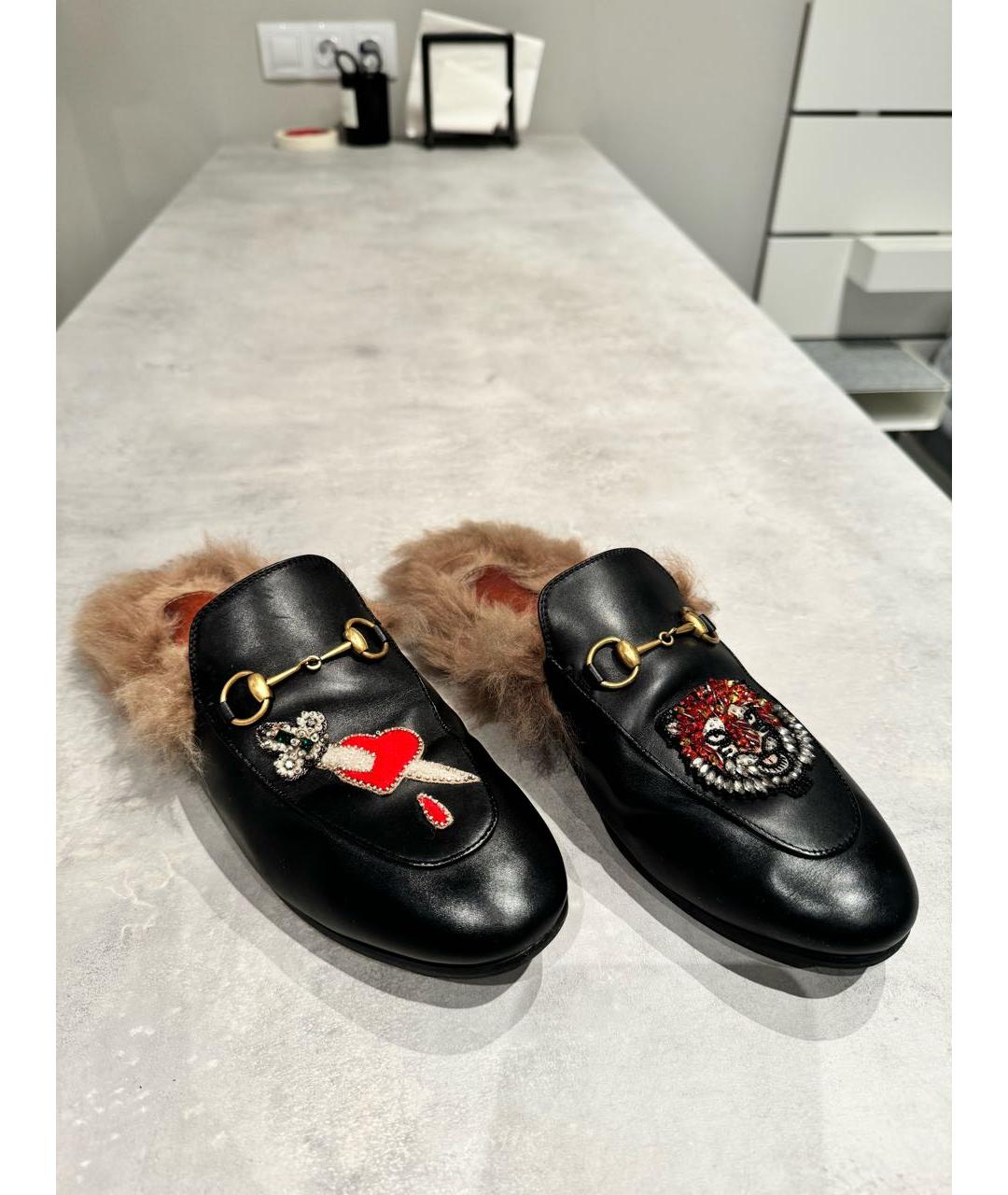 GUCCI Черные кожаные мюли, фото 2