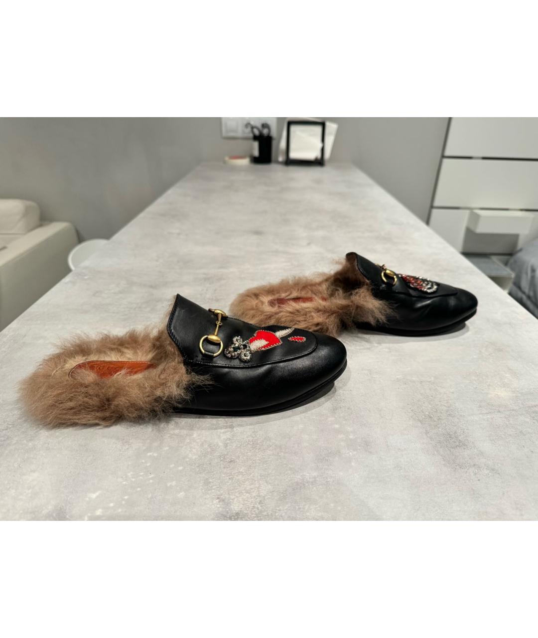 GUCCI Черные кожаные мюли, фото 5