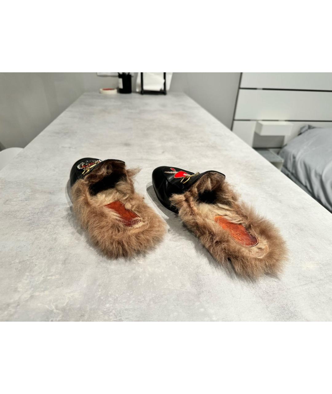 GUCCI Черные кожаные мюли, фото 3