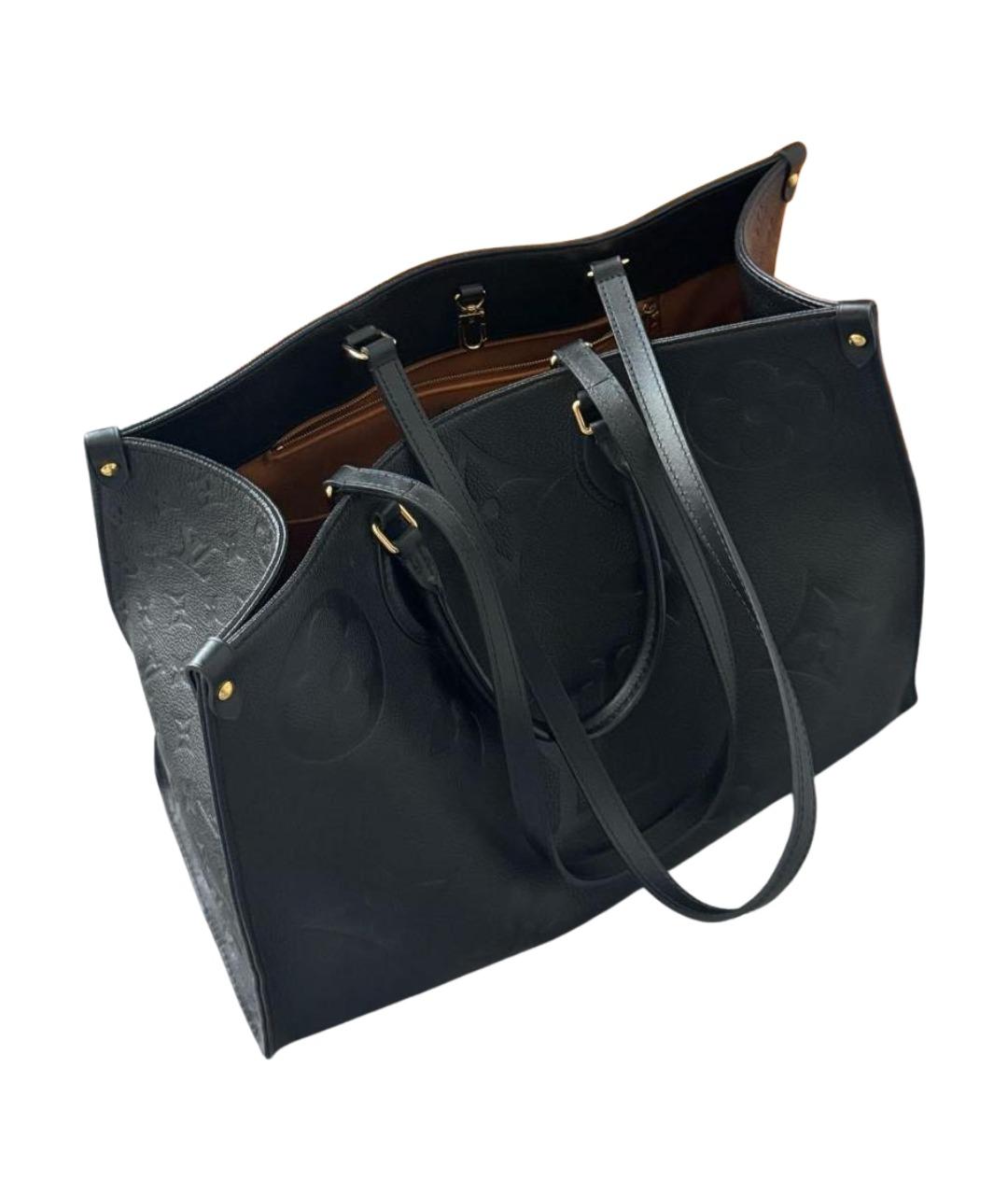 LOUIS VUITTON Черная кожаная сумка тоут, фото 1