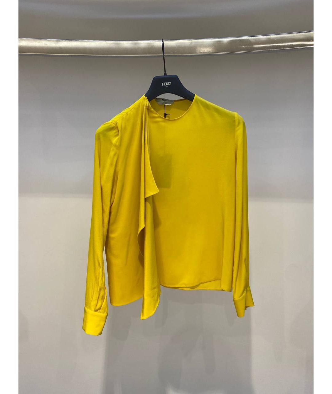 FENDI Желтая шелковая блузы, фото 3