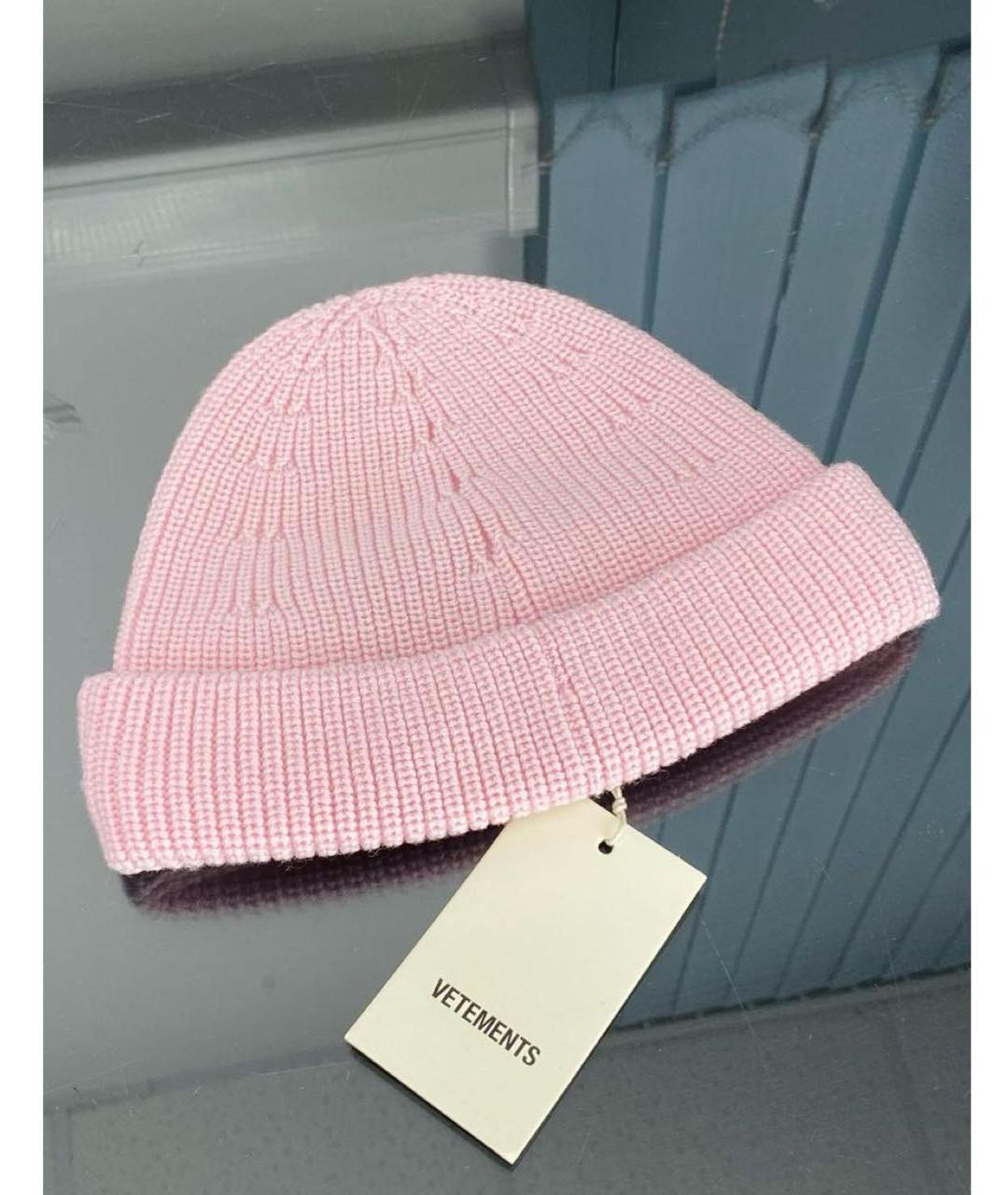 VETEMENTS Розовая шерстяная шапка, фото 2