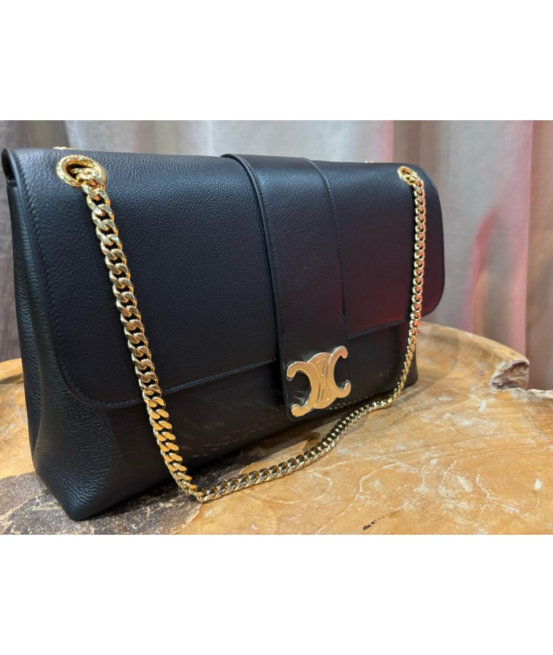 CELINE Черная кожаная сумка через плечо, фото 2