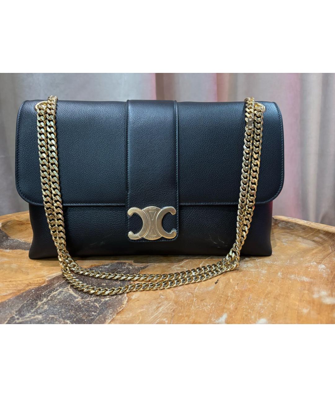 CELINE Черная кожаная сумка через плечо, фото 7