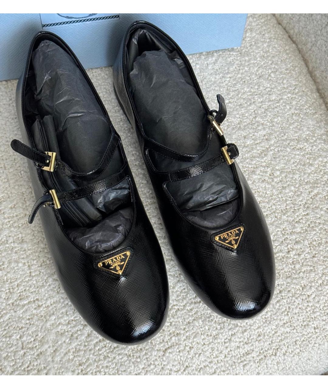 PRADA Черные кожаные балетки, фото 3