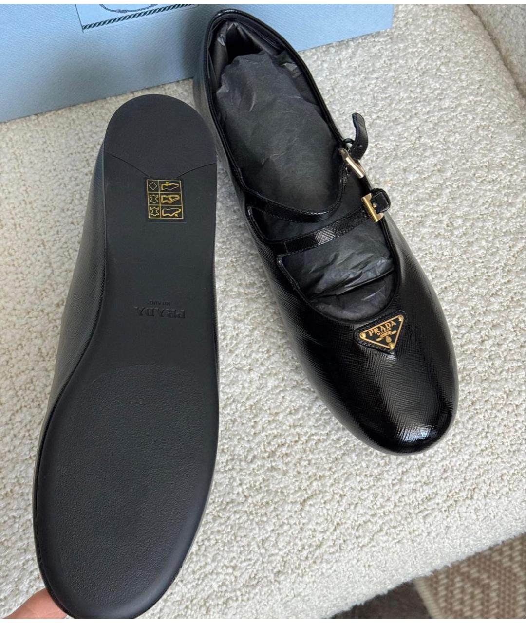 PRADA Черные кожаные балетки, фото 5
