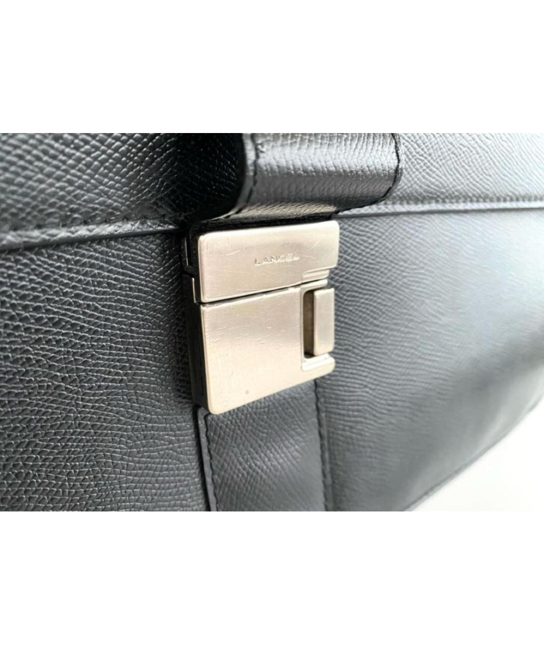LANCEL Черный кожаный портфель, фото 5