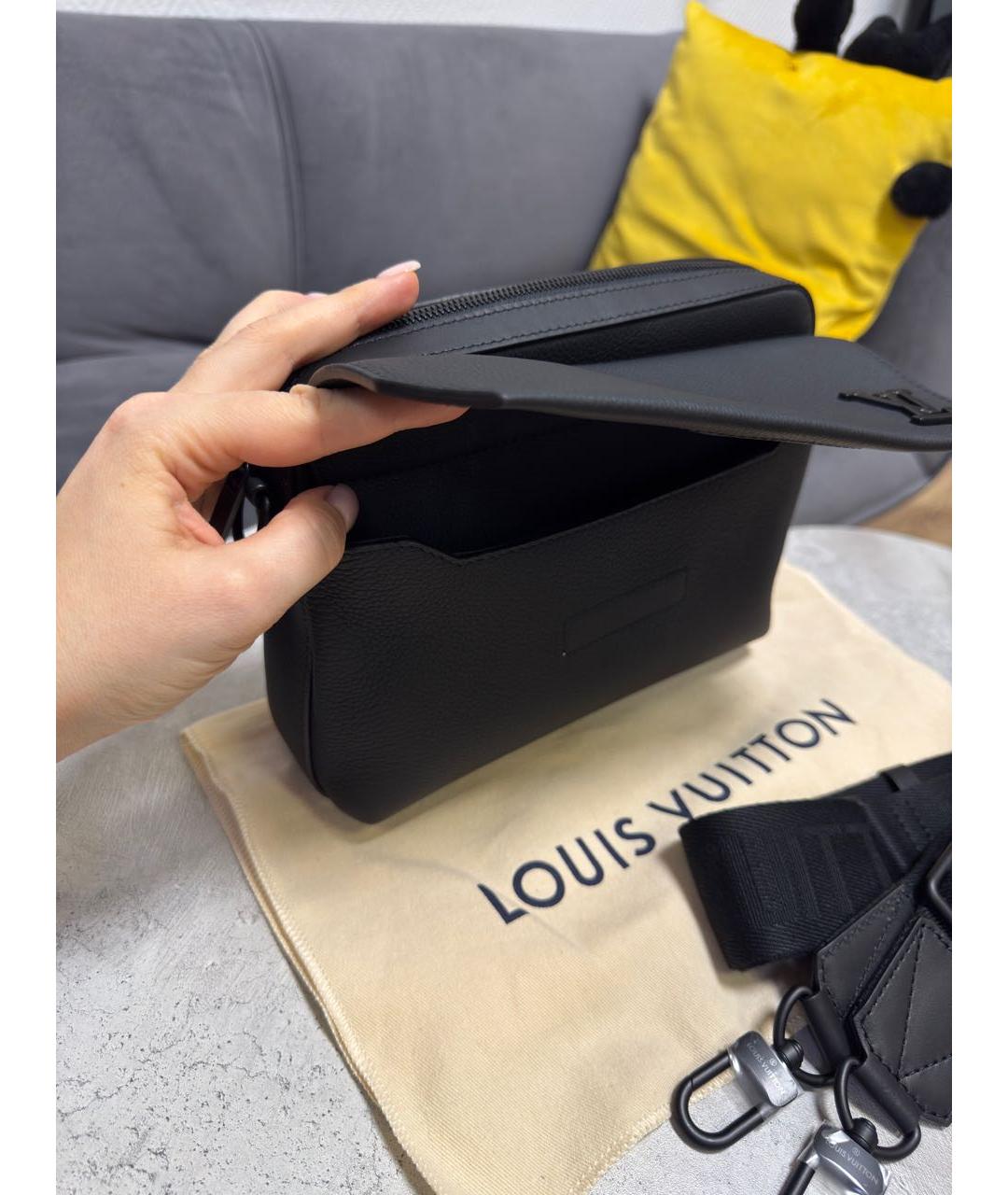 LOUIS VUITTON Черная кожаная сумка на плечо, фото 5