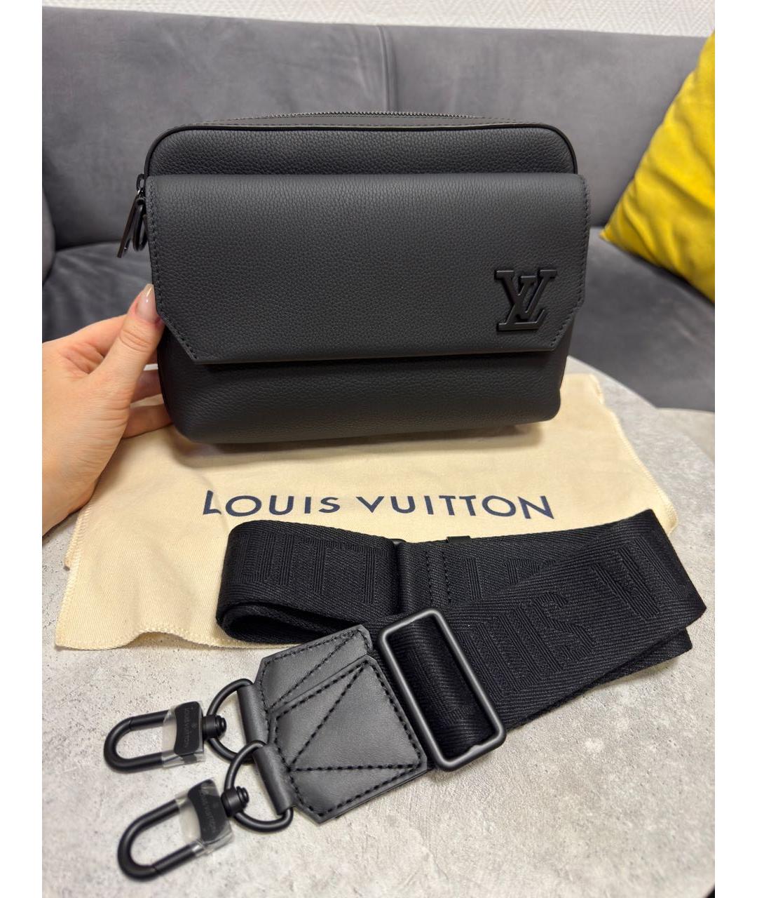 LOUIS VUITTON Черная кожаная сумка на плечо, фото 6