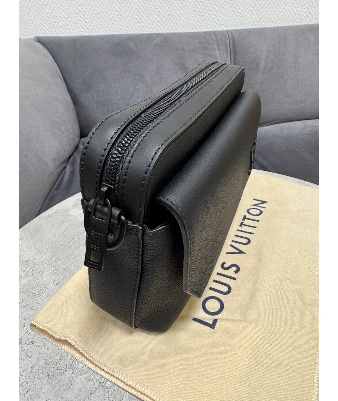 LOUIS VUITTON Черная кожаная сумка на плечо, фото 2