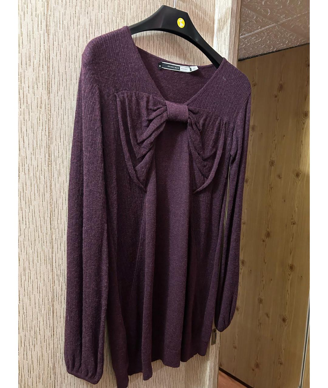 SPORTMAX Фиолетовый шерстяной джемпер / свитер, фото 6
