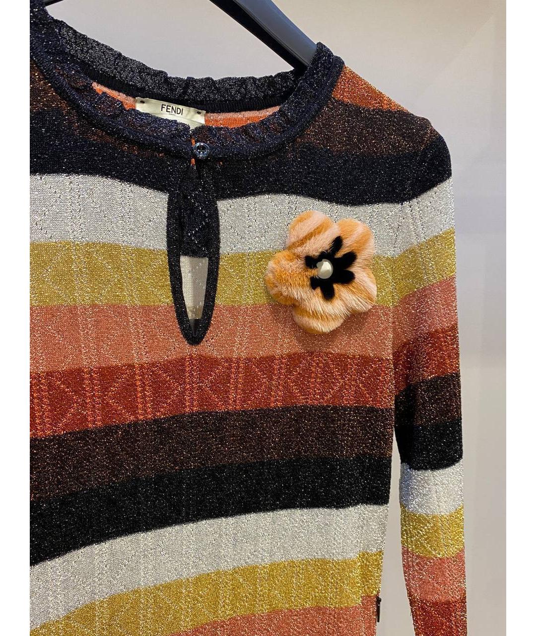 FENDI Мульти шерстяное повседневное платье, фото 4