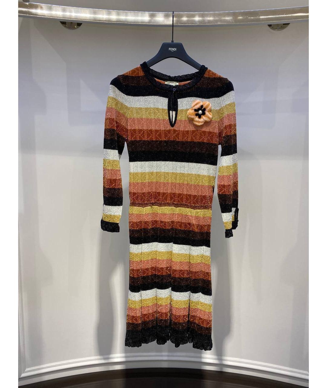 FENDI Мульти шерстяное повседневное платье, фото 2