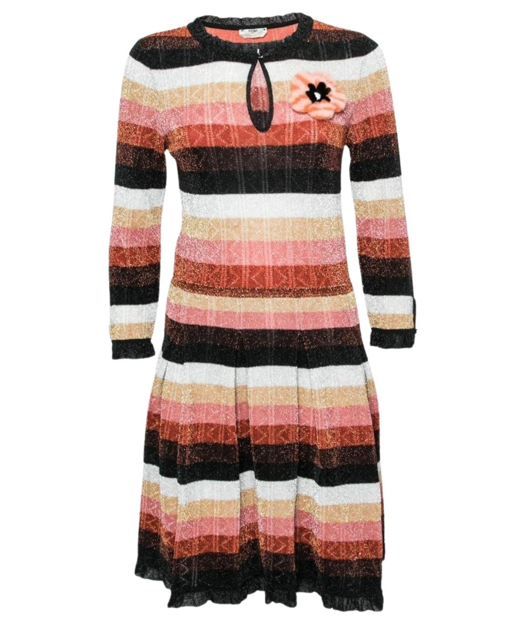 FENDI Мульти шерстяное повседневное платье, фото 1