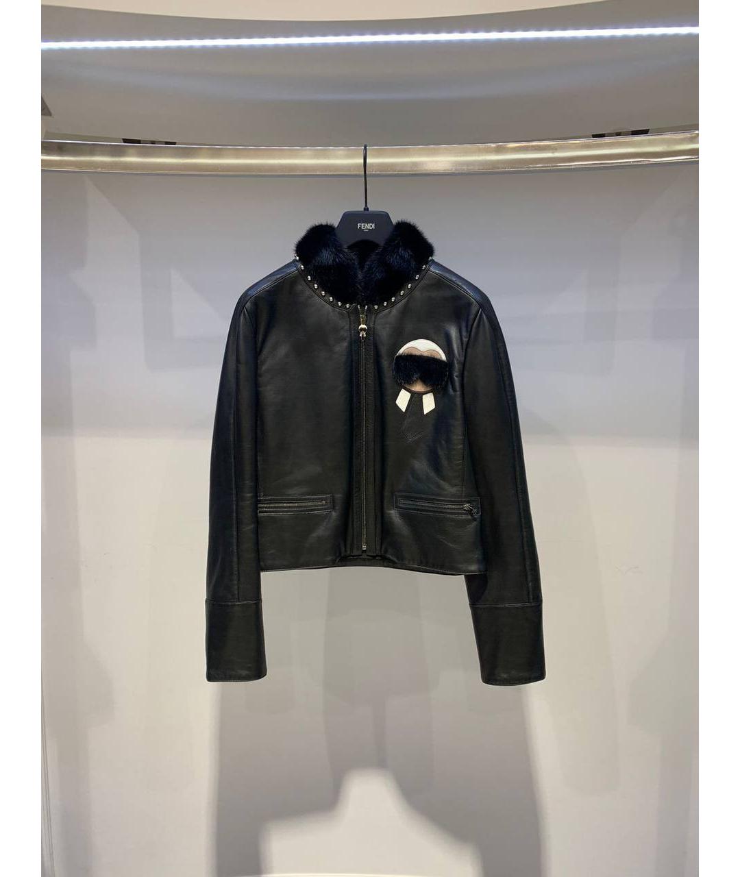 FENDI Черная меховая куртка, фото 2