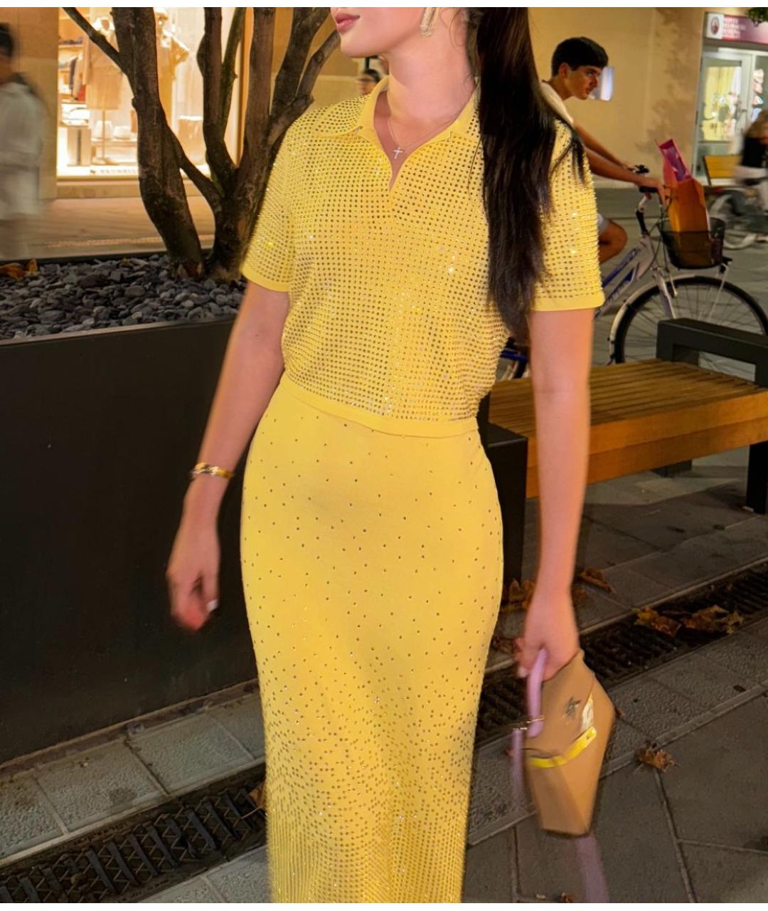 SANDRO Желтый вискозный костюм с юбками, фото 2