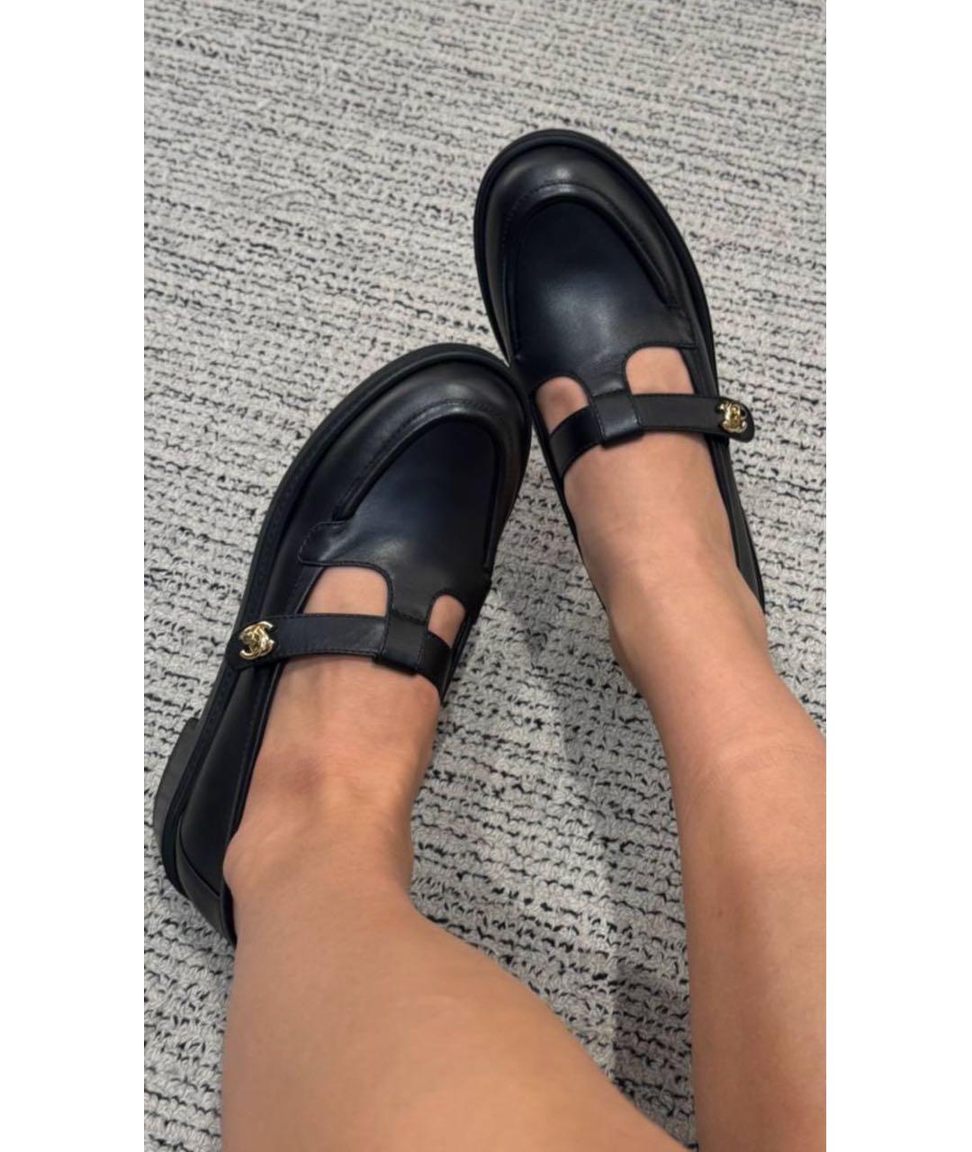 CHANEL Черные кожаные лоферы, фото 2