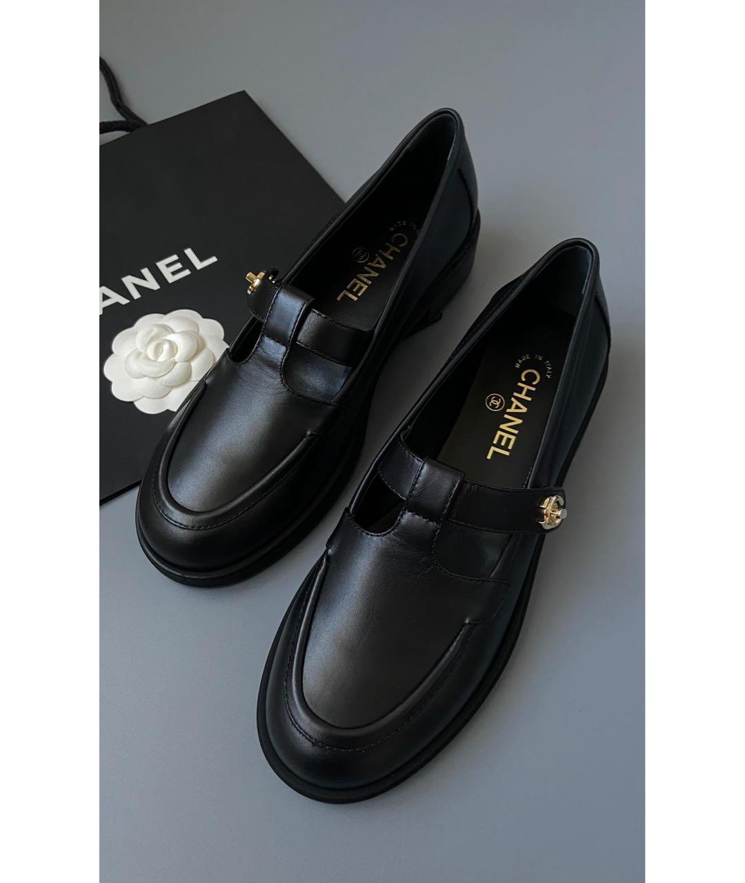 CHANEL Черные кожаные лоферы, фото 3
