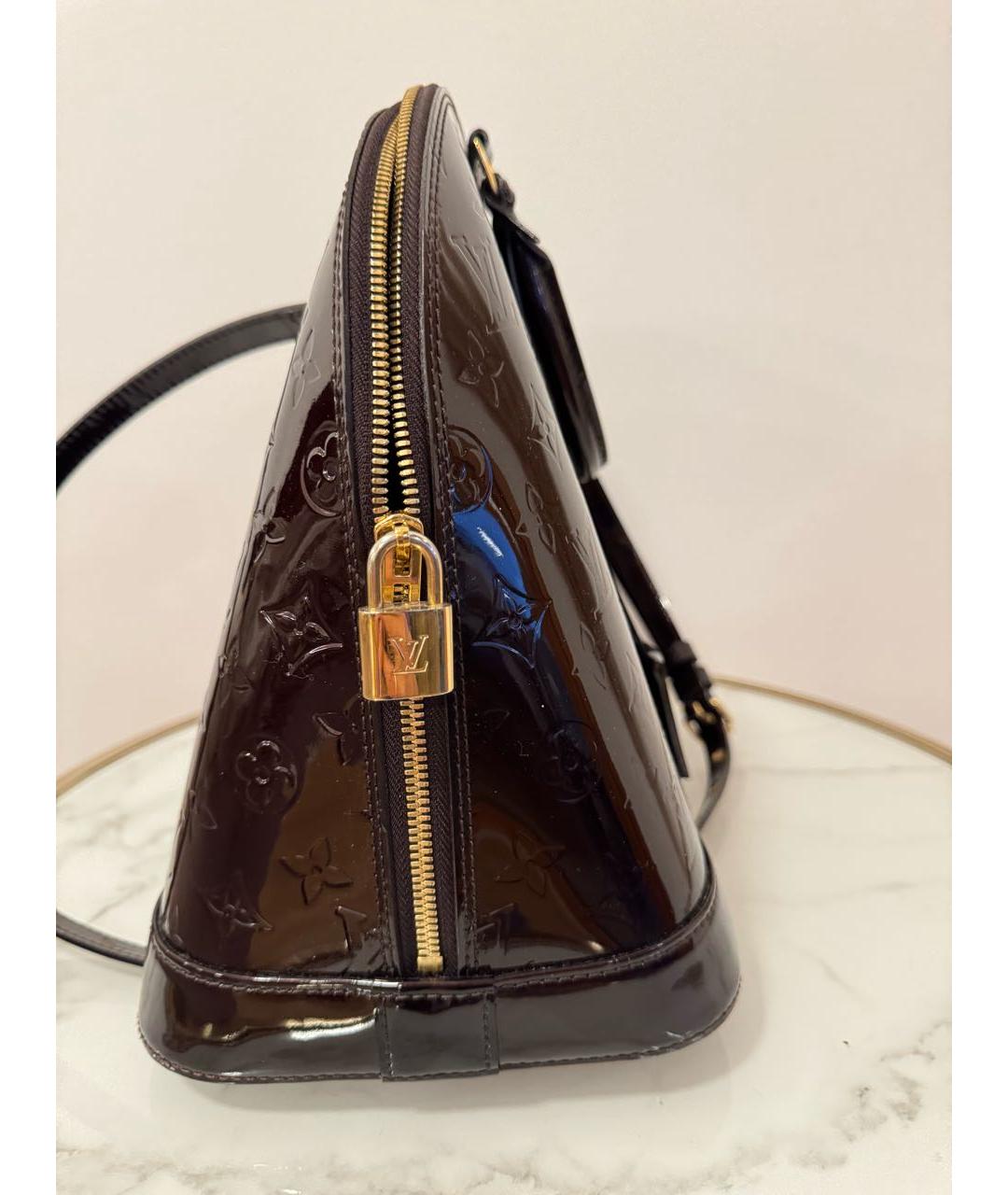 LOUIS VUITTON Бордовая сумка с короткими ручками из лакированной кожи, фото 3