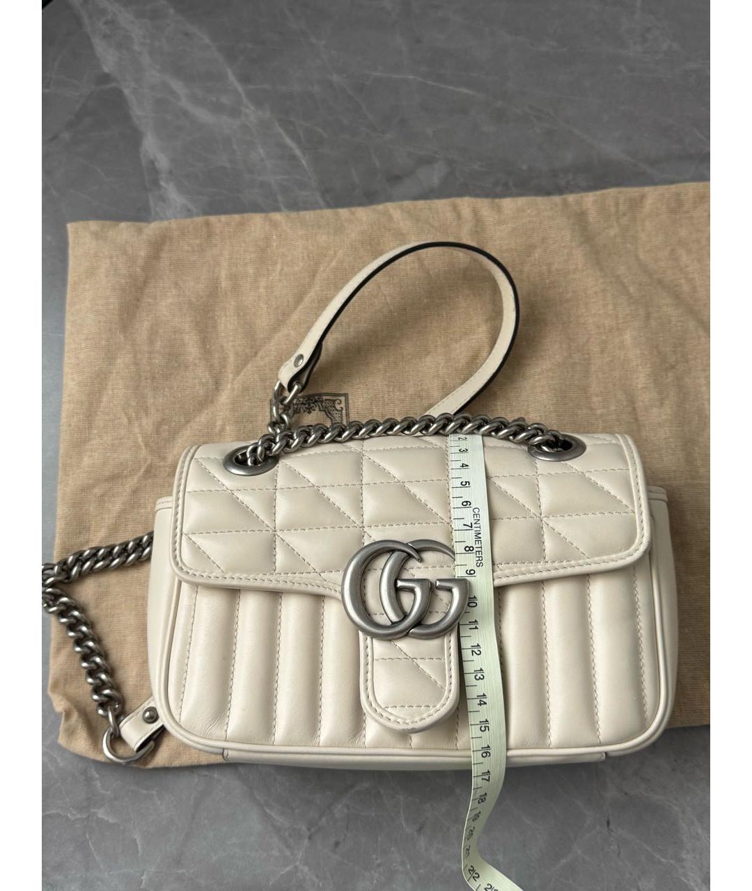 GUCCI Белая кожаная сумка через плечо, фото 6