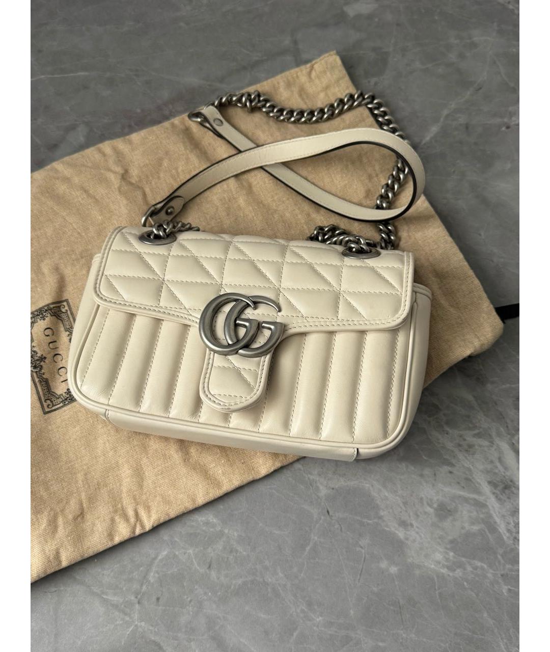 GUCCI Белая кожаная сумка через плечо, фото 9