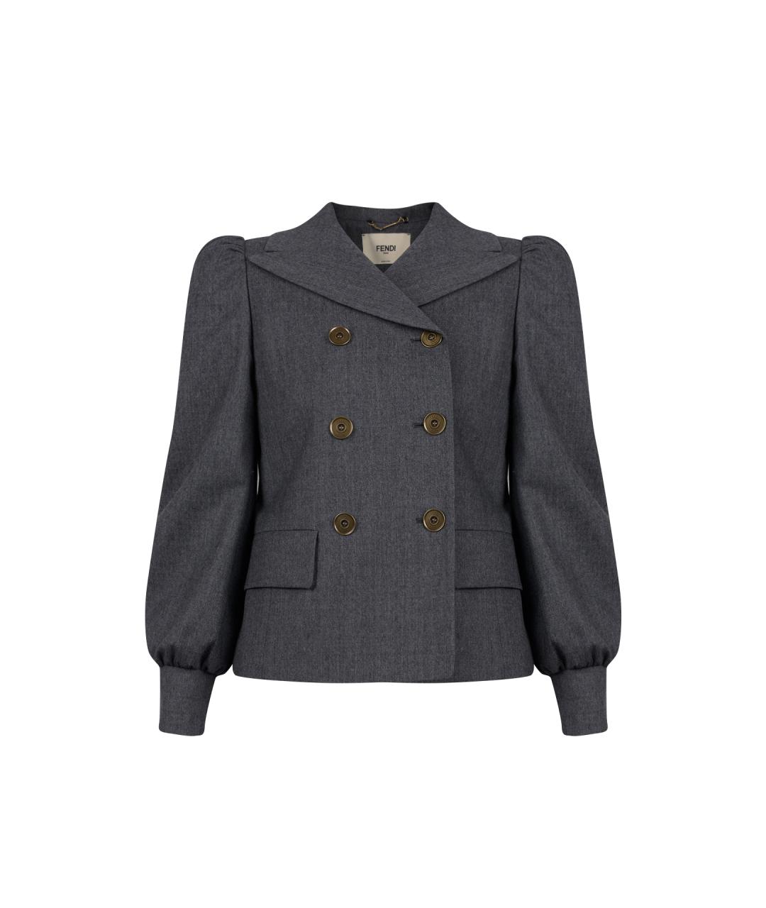FENDI Серый шерстяной жакет/пиджак, фото 1
