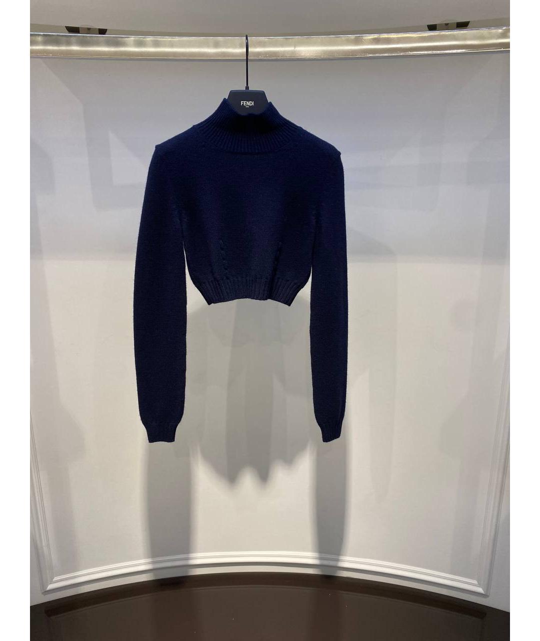 FENDI Темно-синий кашемировый джемпер / свитер, фото 3