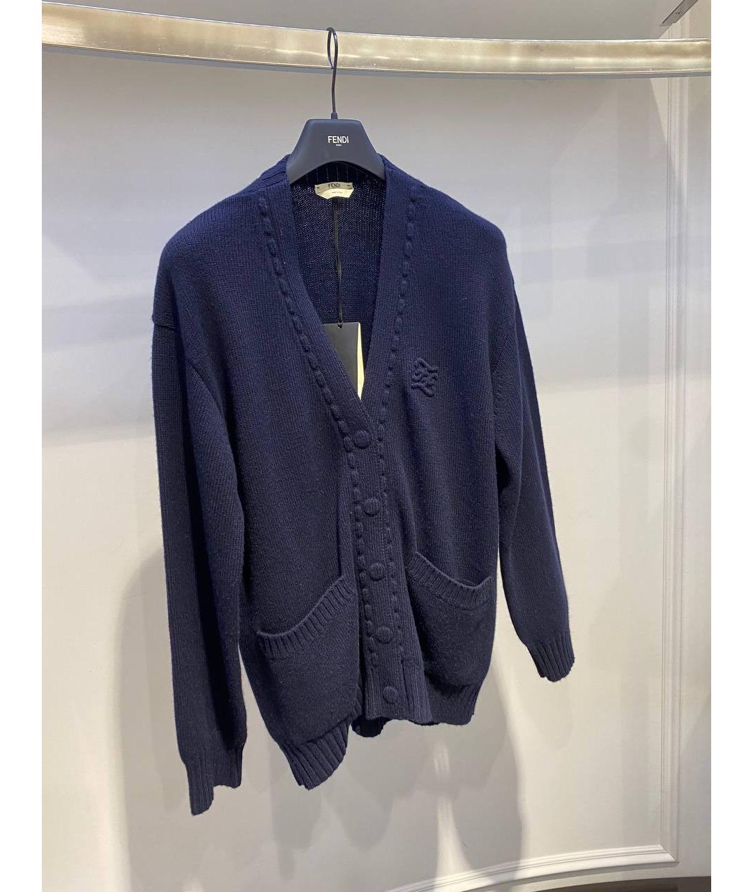 FENDI Темно-синий кашемировый кардиган, фото 3