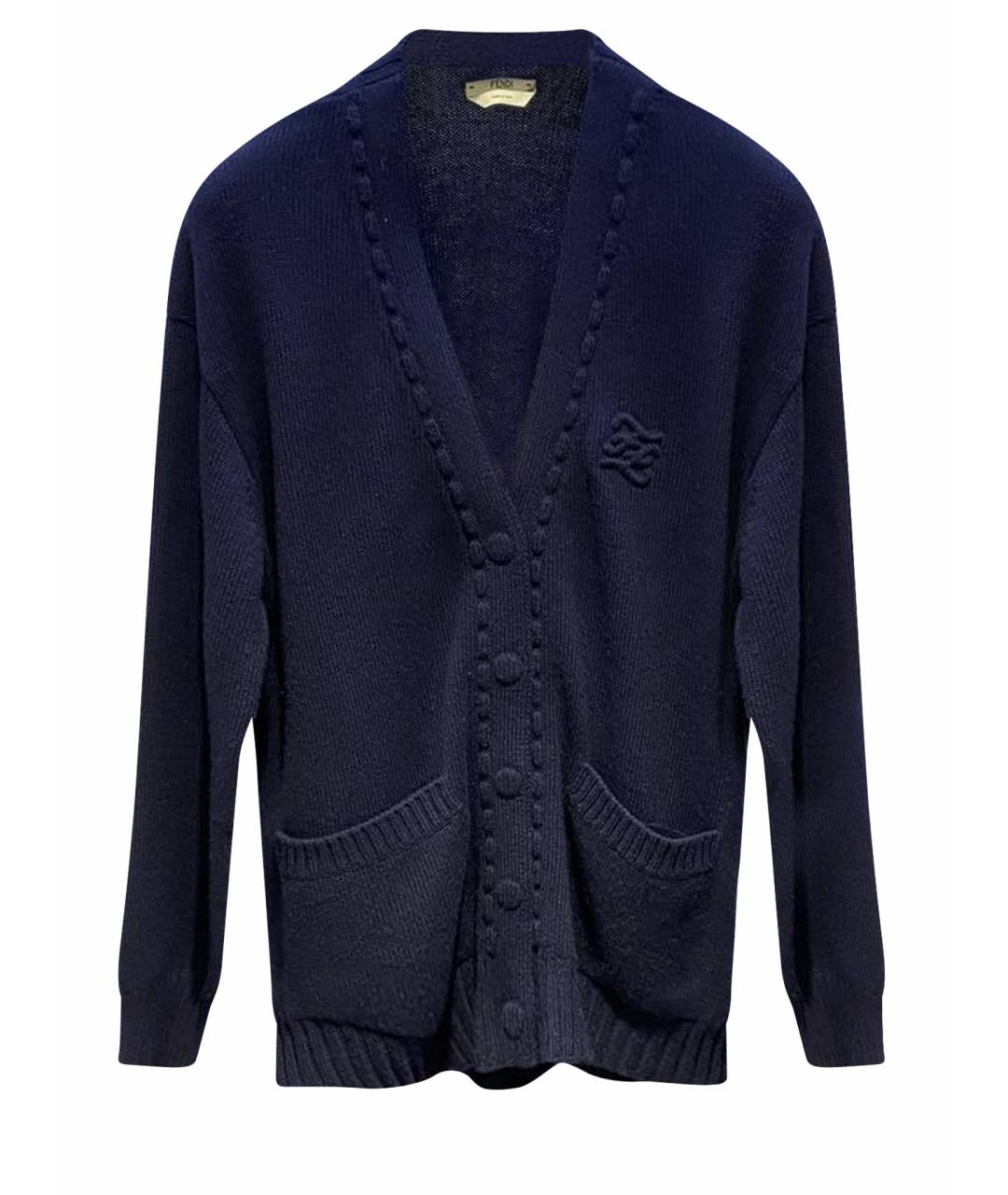 FENDI Темно-синий кашемировый кардиган, фото 1