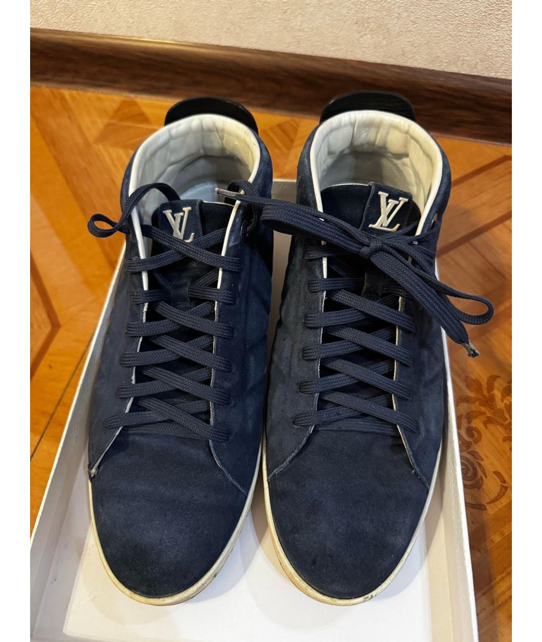 LOUIS VUITTON Синие замшевые высокие кроссовки / кеды, фото 2