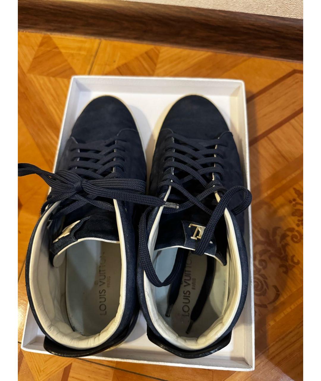 LOUIS VUITTON Синие замшевые высокие кроссовки / кеды, фото 3