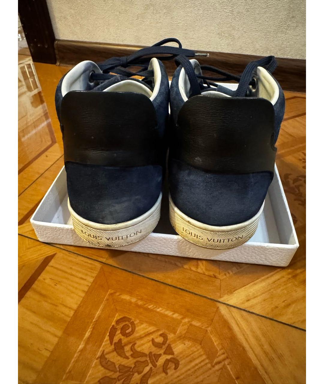 LOUIS VUITTON Синие замшевые высокие кроссовки / кеды, фото 4