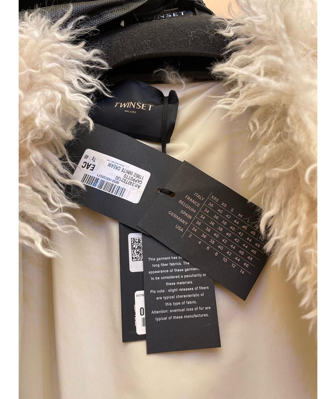 TWIN-SET Бежевая полиэстеровая шуба, фото 4