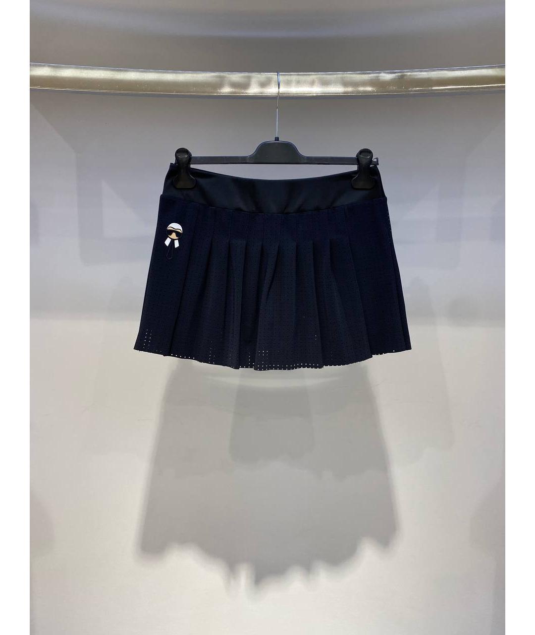 FENDI Темно-синяя полиамидовая юбка мини, фото 4