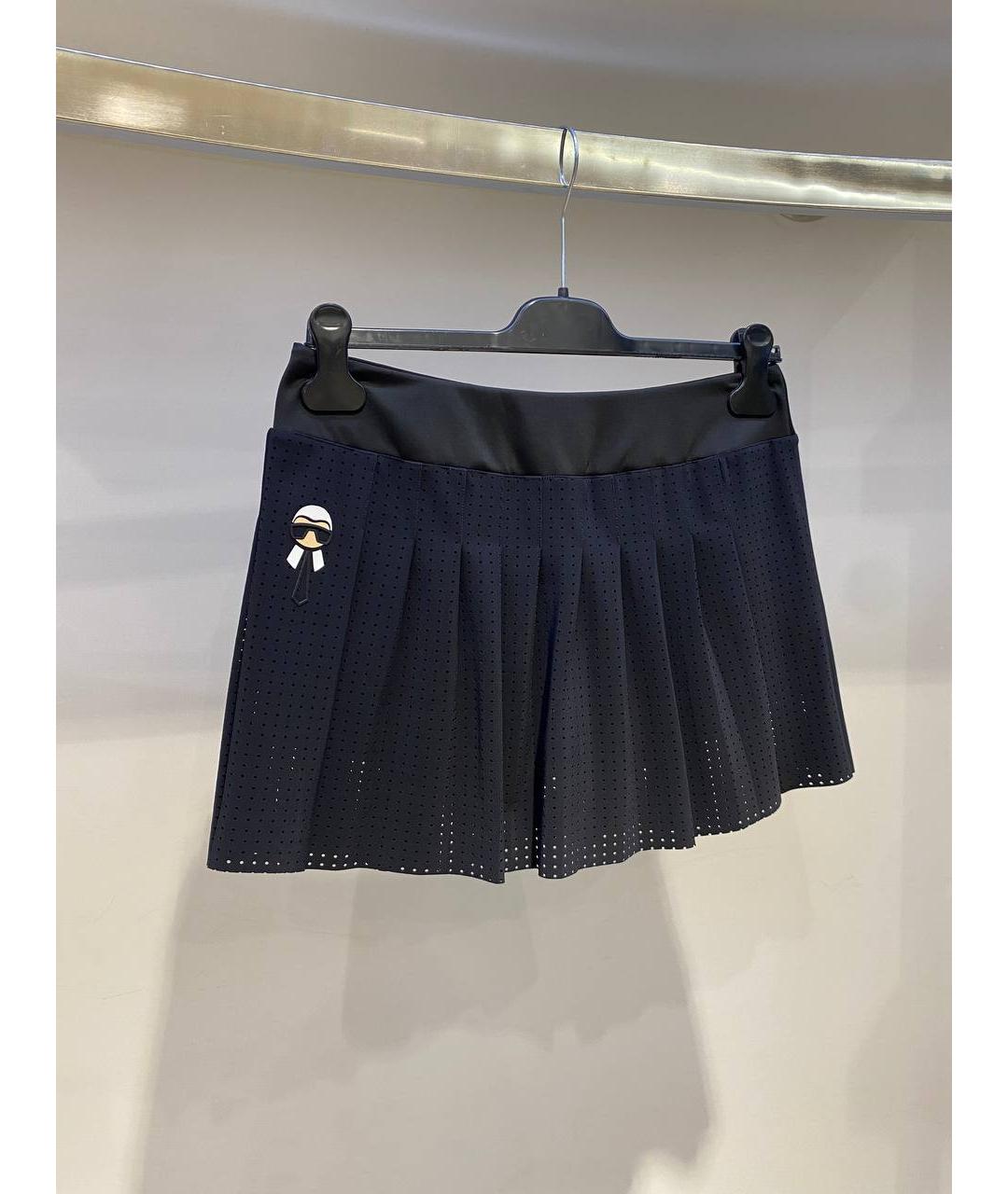 FENDI Темно-синяя полиамидовая юбка мини, фото 3